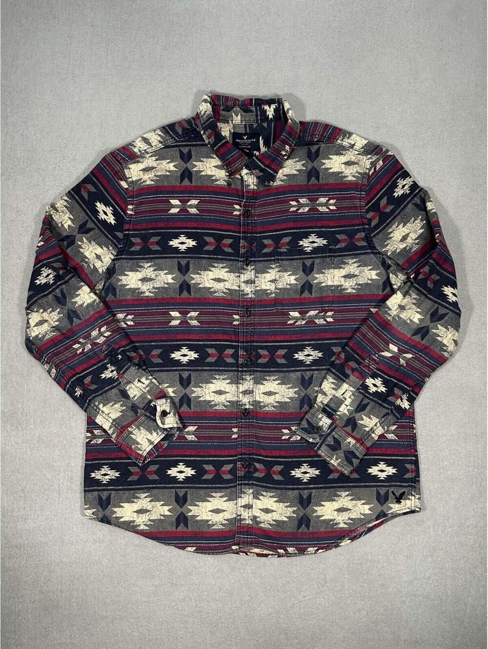 American Eagle Outfitters Aztec Western Shirt Mens XXL Blue Red Button Up